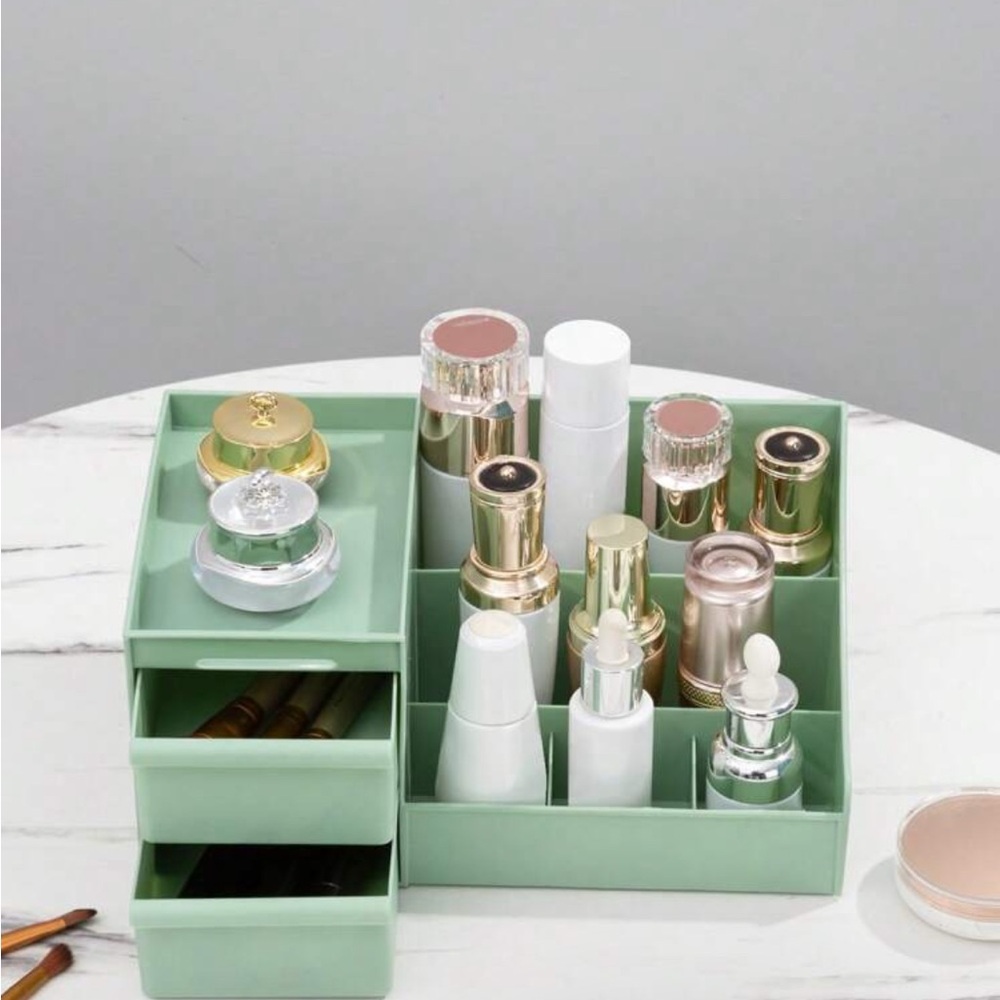 Green Makeup Organizer with Drawers